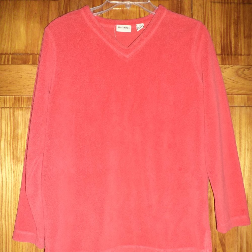CROSSROAD red fleece v-neck sz M woman's